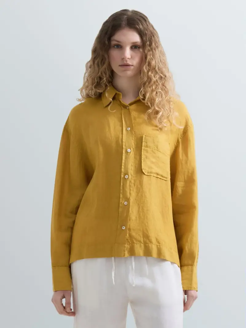 Camicia Over In Lino Marrone