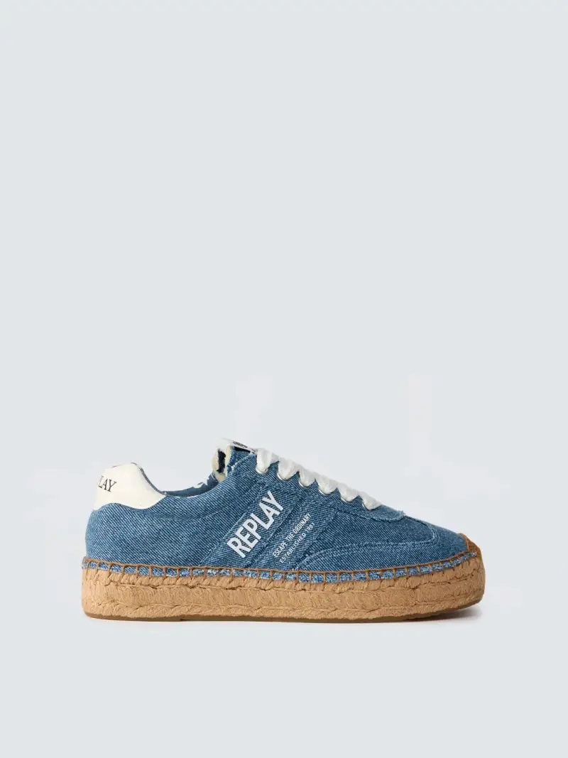 Espadrillas Stringate In Denim Nash Ambass Blu Medio