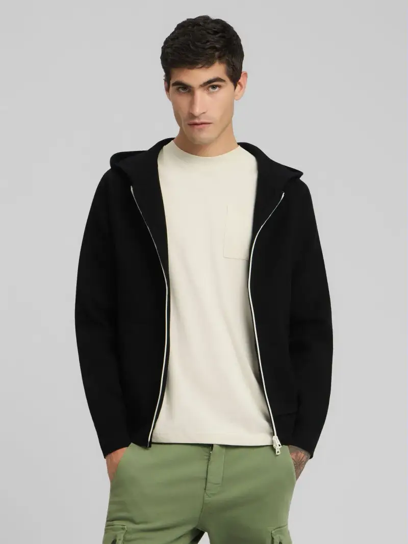 Felpa Con Cappuccio E Stampa Flock Nero