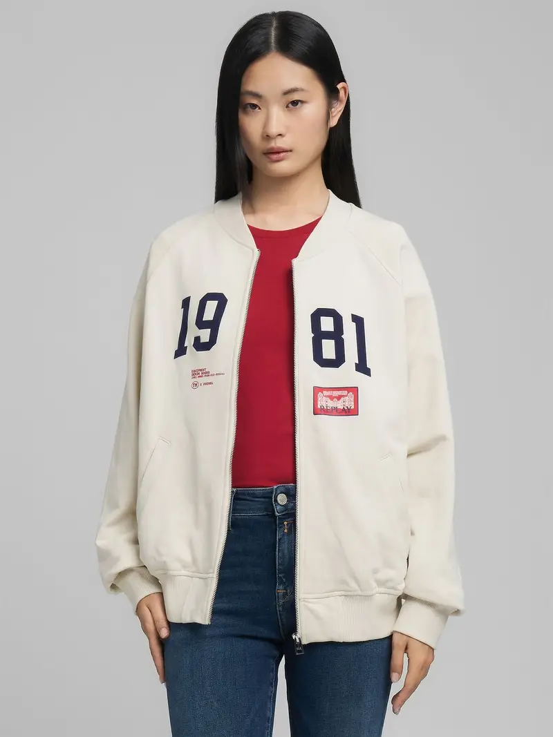 Felpa Con Zip E Stampa 1981