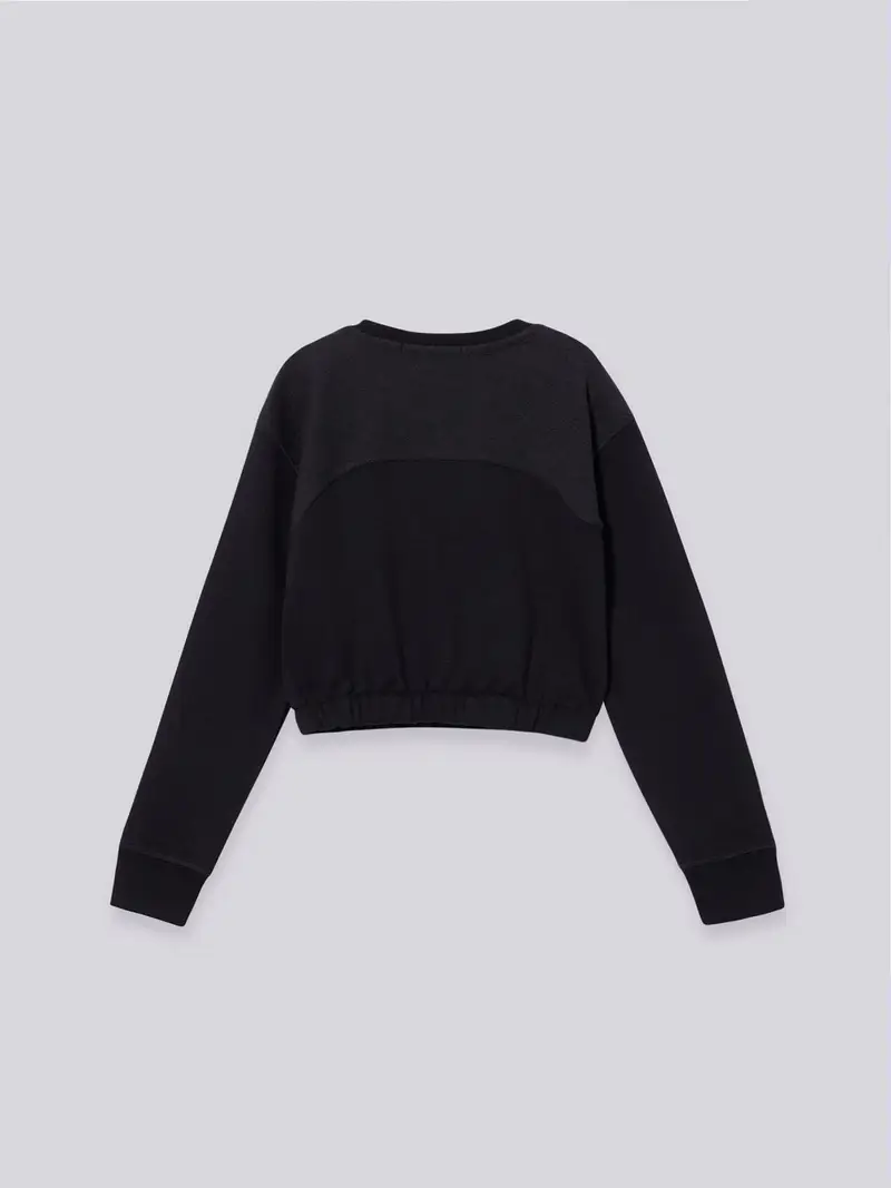 Felpa Cropped In Cotone E Viscosa Nero