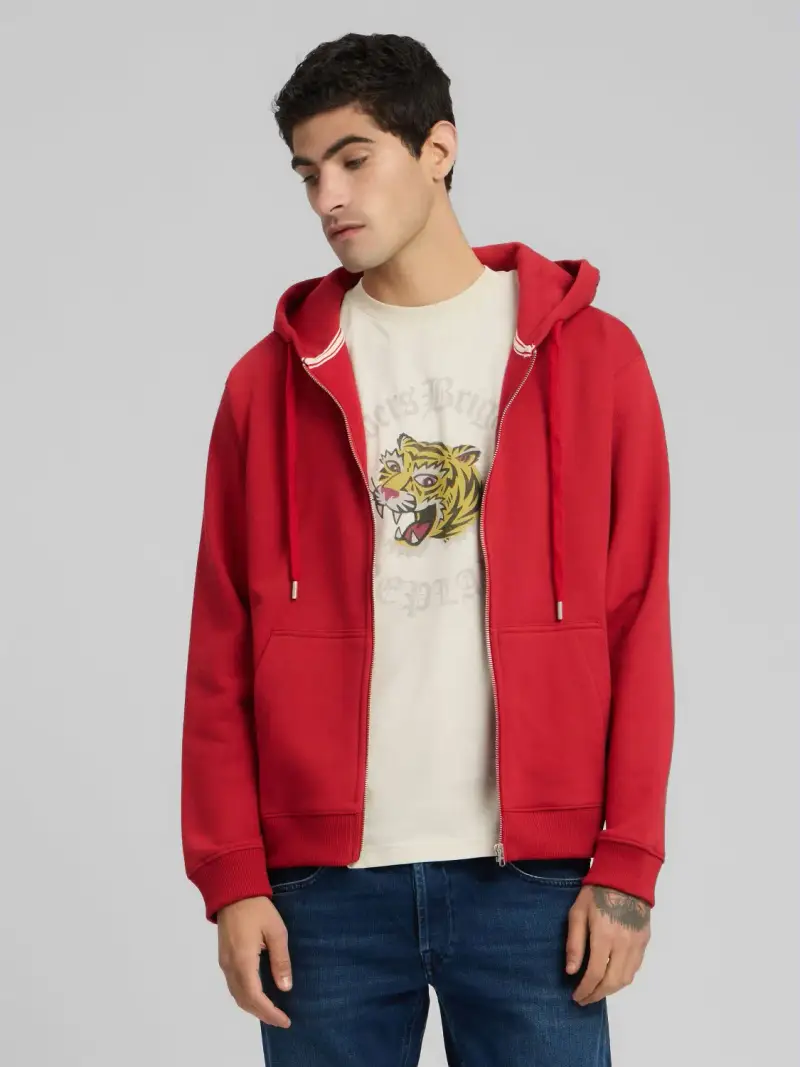 Felpa Full-zip Con Cappuccio Arancione