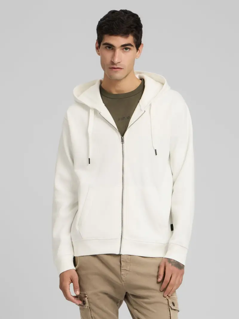 Felpa Full-zip Con Cappuccio Grigio