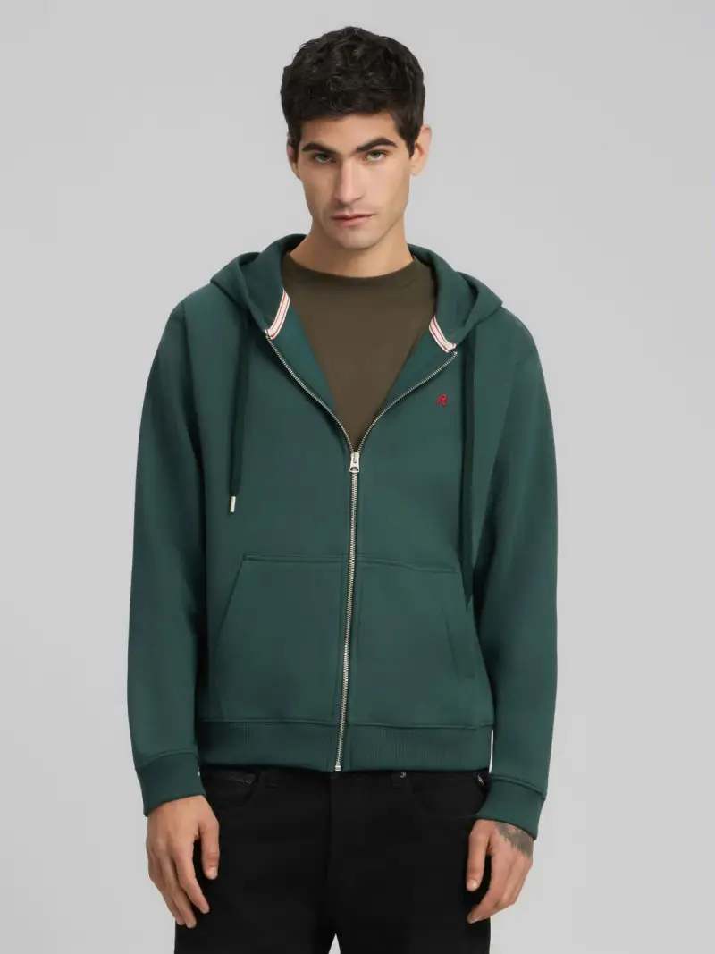 Felpa Full-zip Con Cappuccio Nero