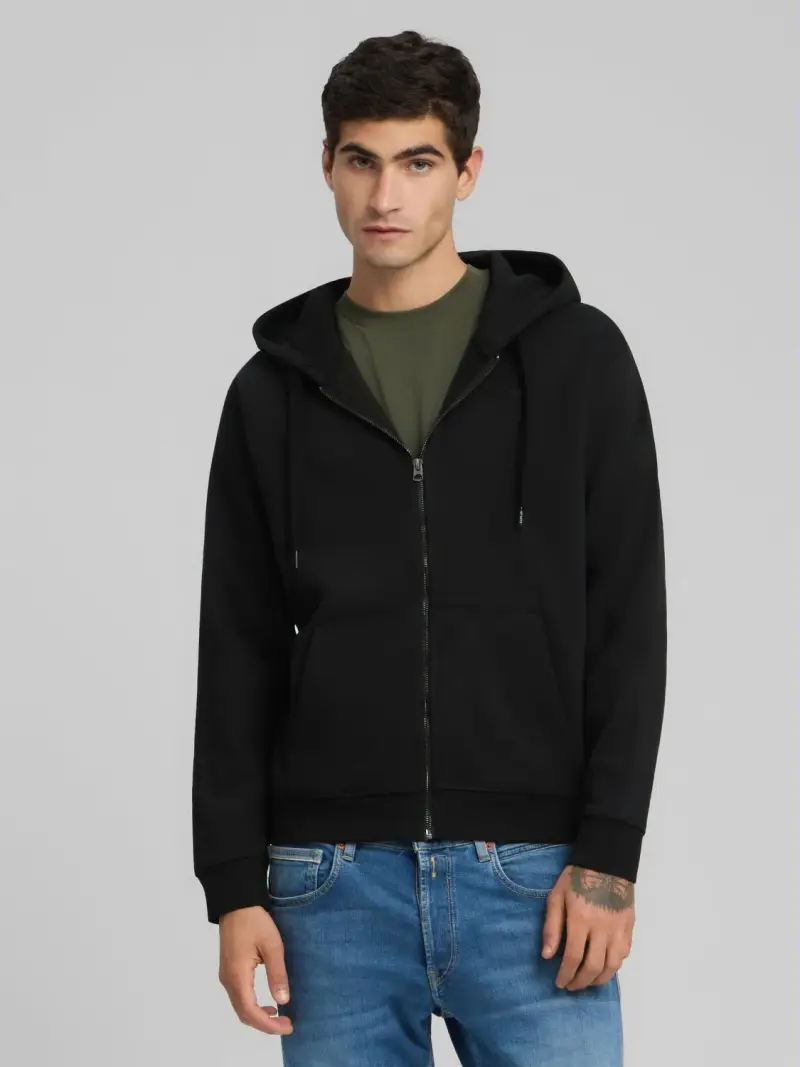 Felpa Full-zip Con Cappuccio Nero