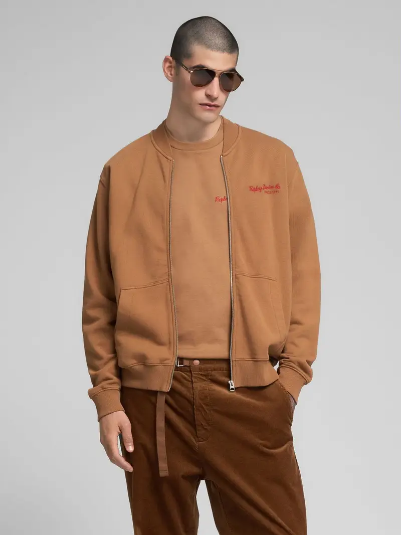 Felpa Full-zip Con Collo Bomber