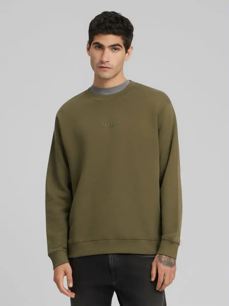 Felpa Girocollo Con Lettering Marrone