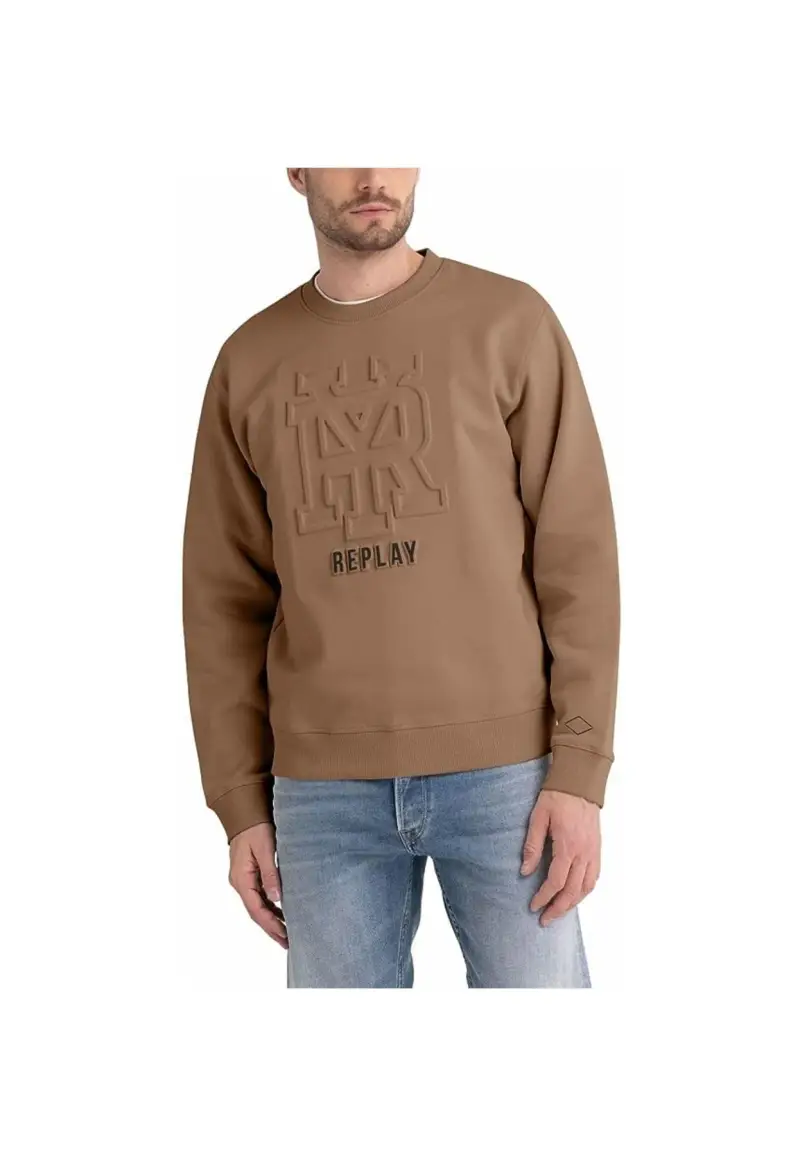 Felpa girocollo con stampa - L / Marrone