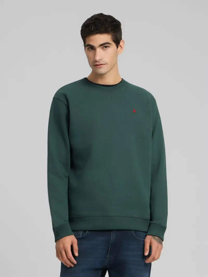 Felpa Girocollo In Cotone Garzato Nero