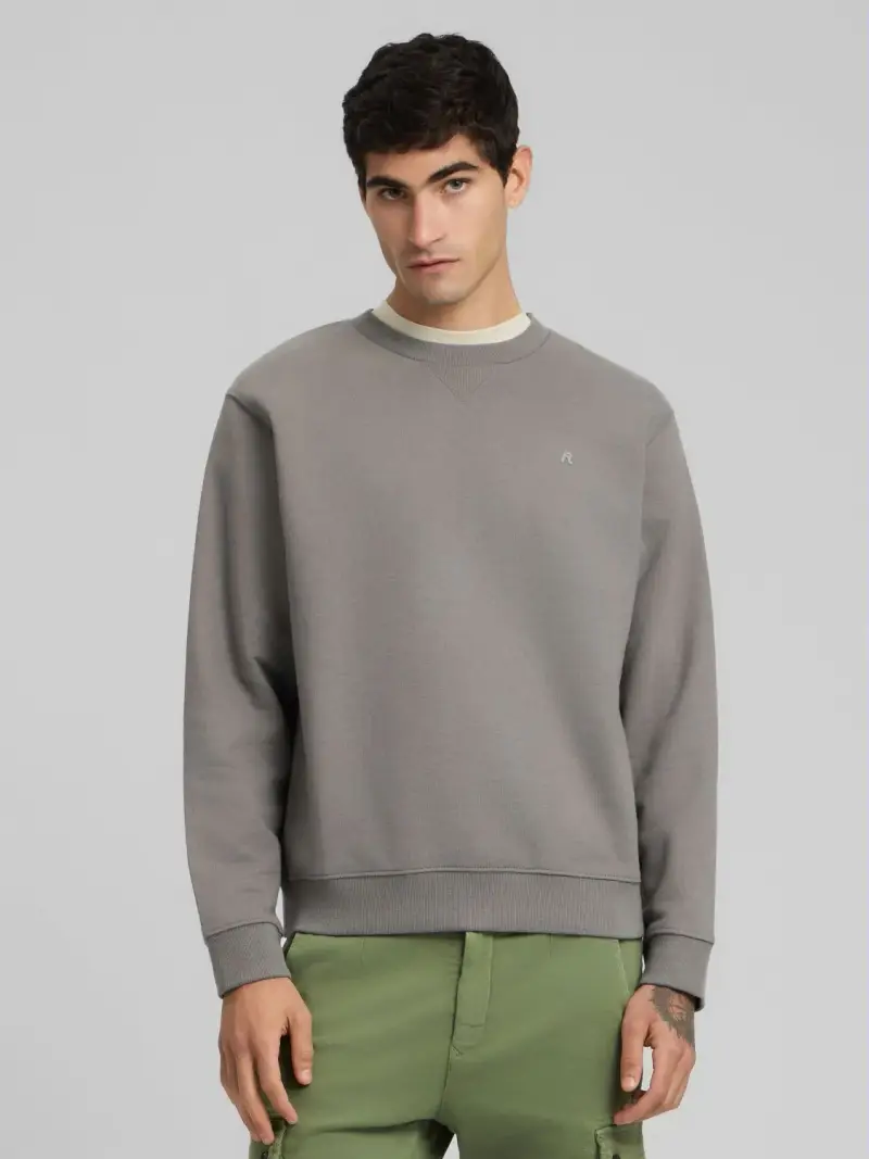 Felpa Girocollo In Misto Cotone Marrone