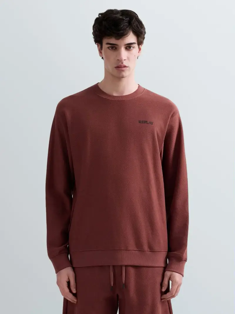 Felpa In Jersey Con Lettering Replay Marrone