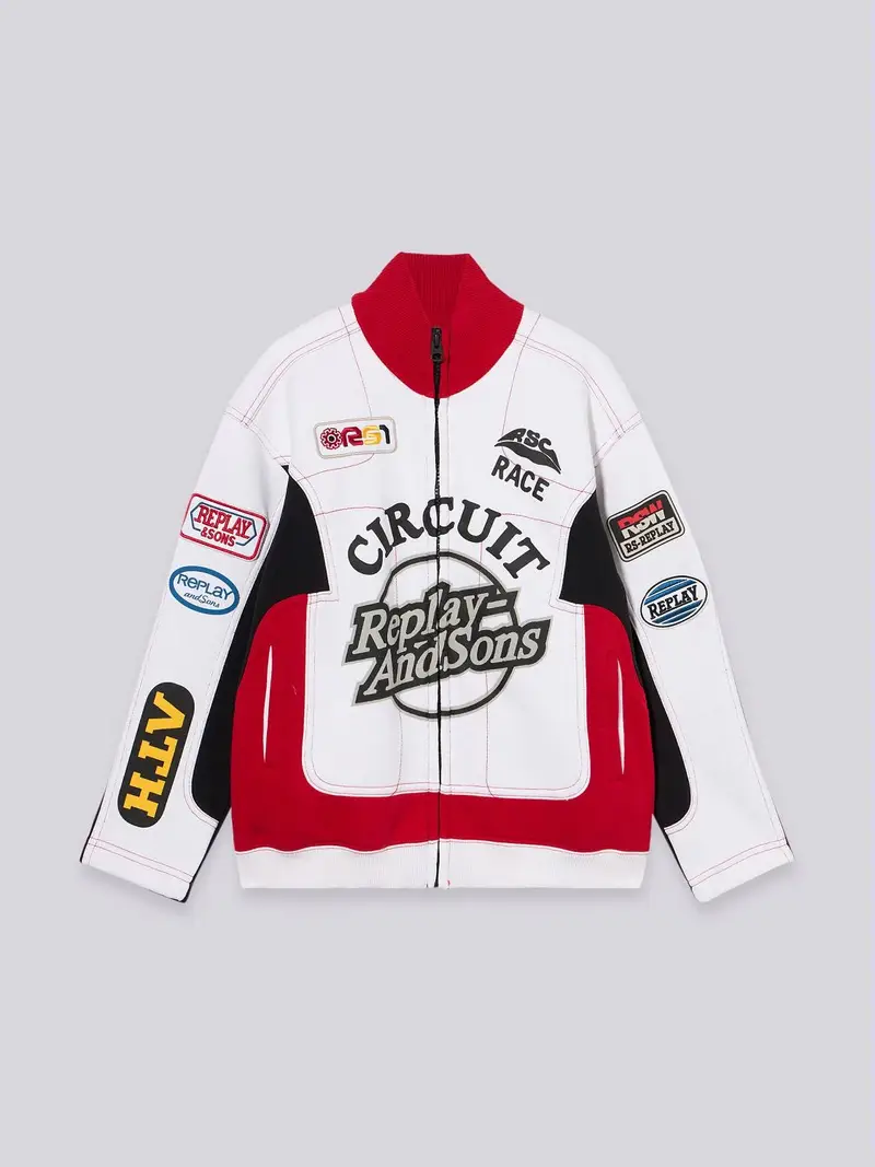 Felpa Racing Con Zip E Patch