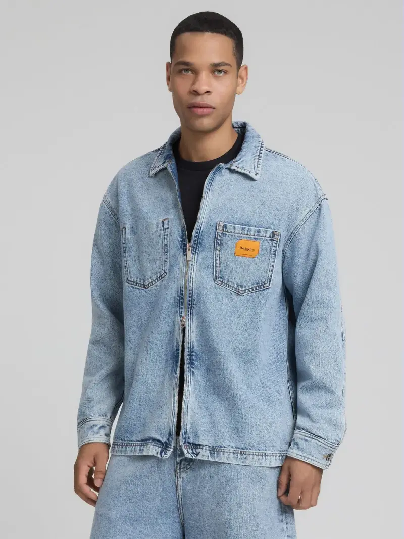 Founder Zip Shirt In Denim Replay Inc