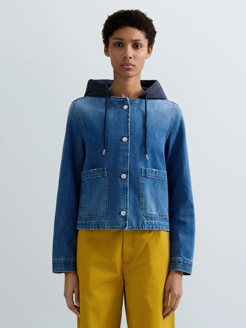 Giacca In Denim Con Cappuccio Funzionale