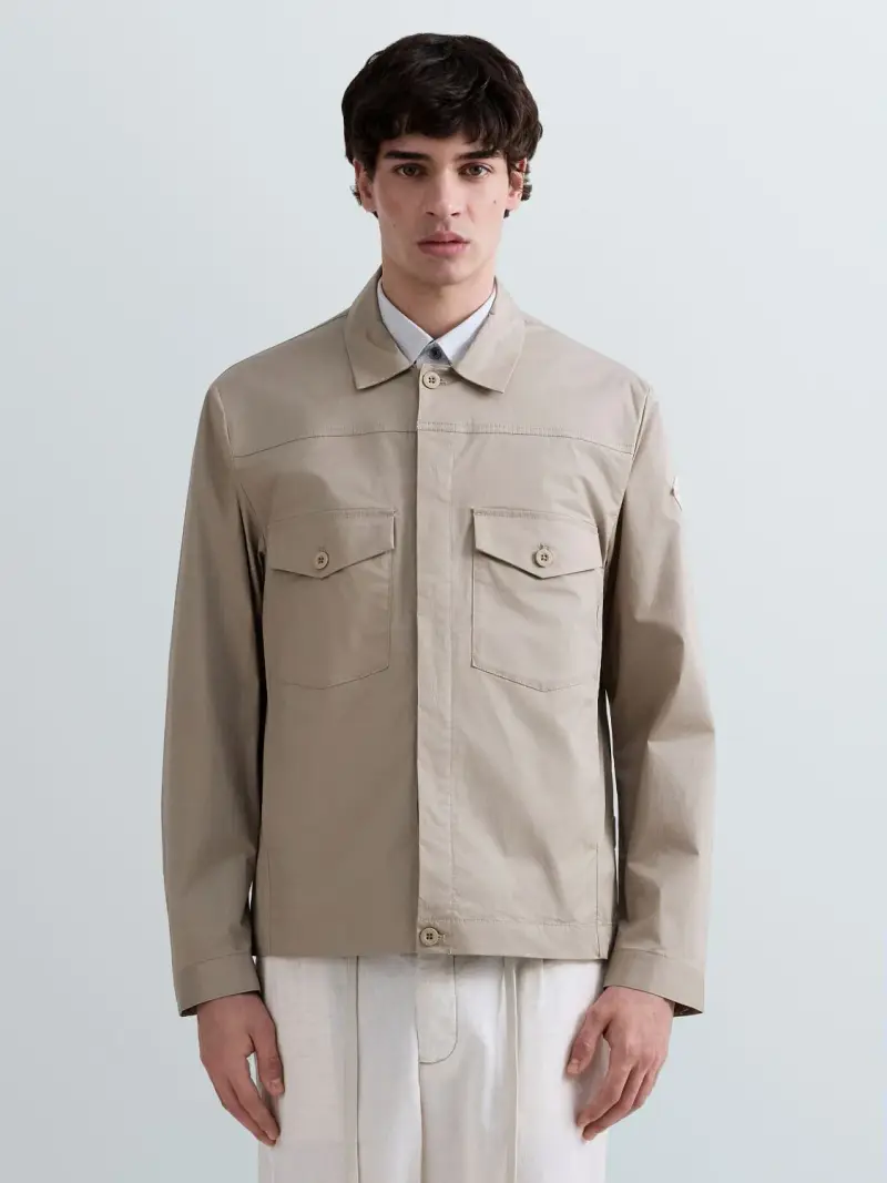 Giacca Regular Fit In Twill Beige