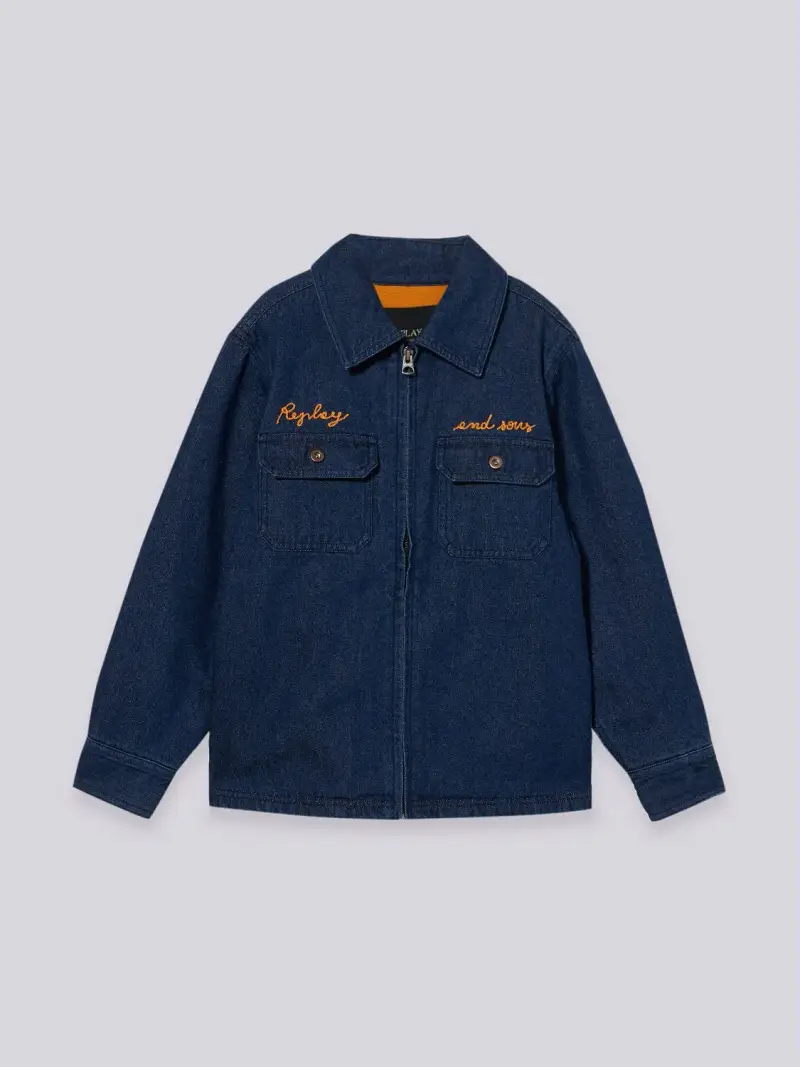 Giubbino In Denim Con Ricamo