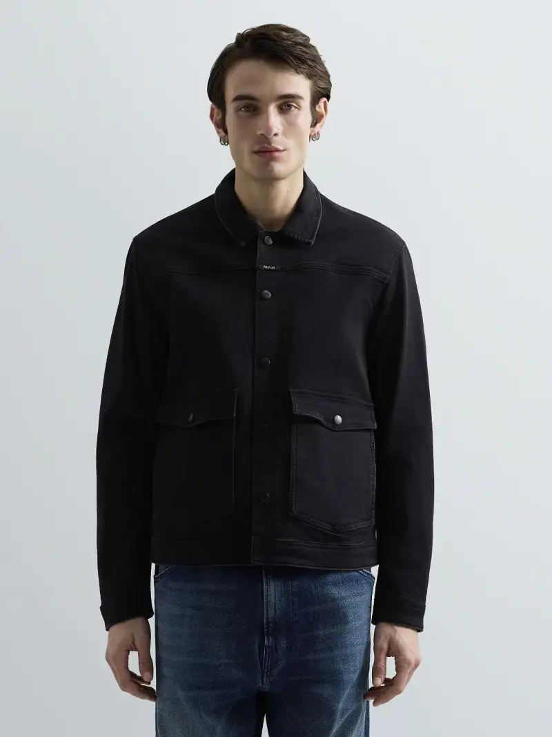 Giubbino In Denim Nero