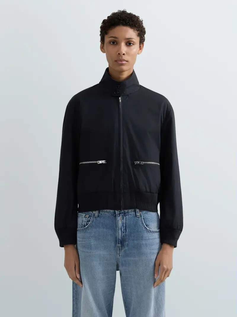 Giubbotto Corto In Tela Con Zip