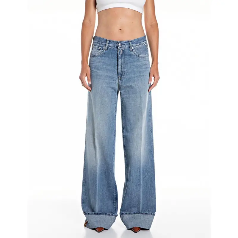 Jeans Risvolto Blu Medio Donna 27