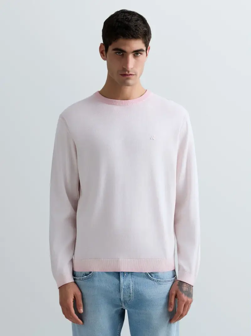 Maglia Girocollo In Cotone Sfumato