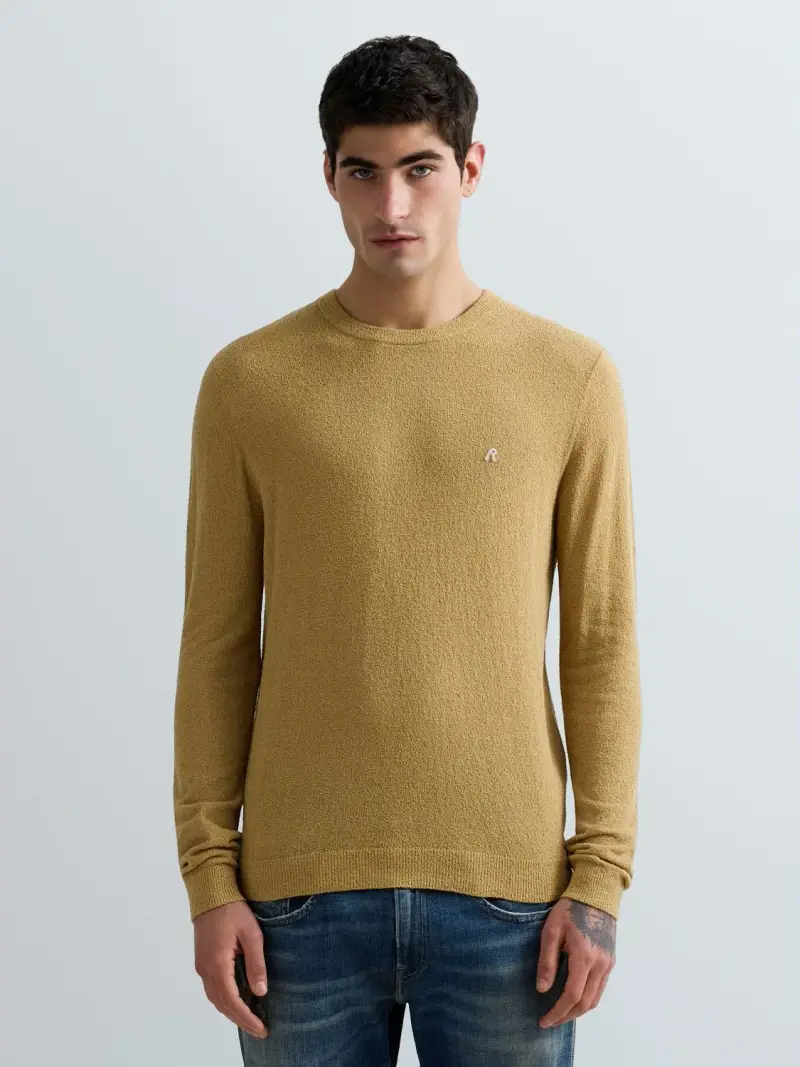 Maglia Girocollo In Spugna Di Cotone