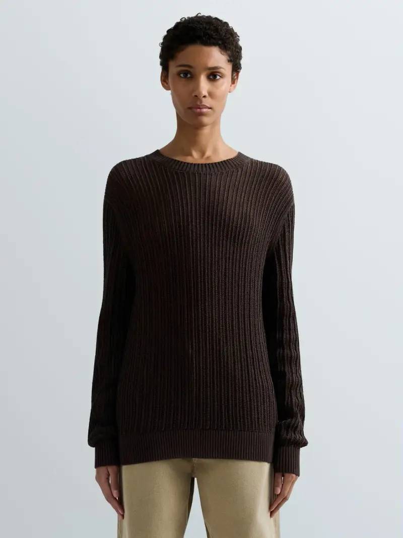 Maglia Traforata In Cotone E Nylon Nero