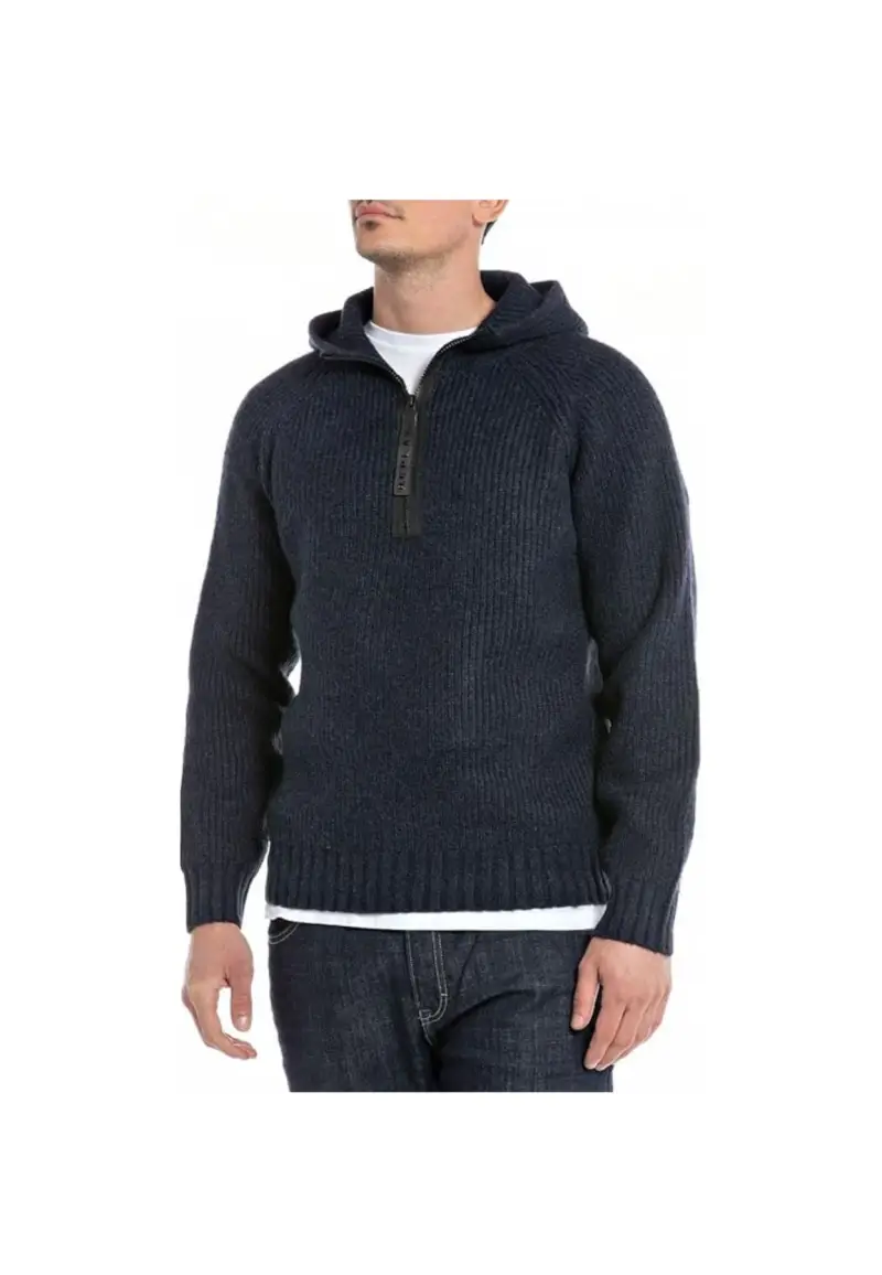 Maglione con cappuccio e zip - S / Blu
