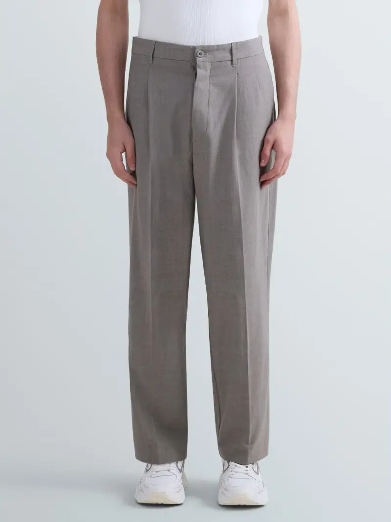 Pantaloni Relaxed Fit Con Pinces Grigio