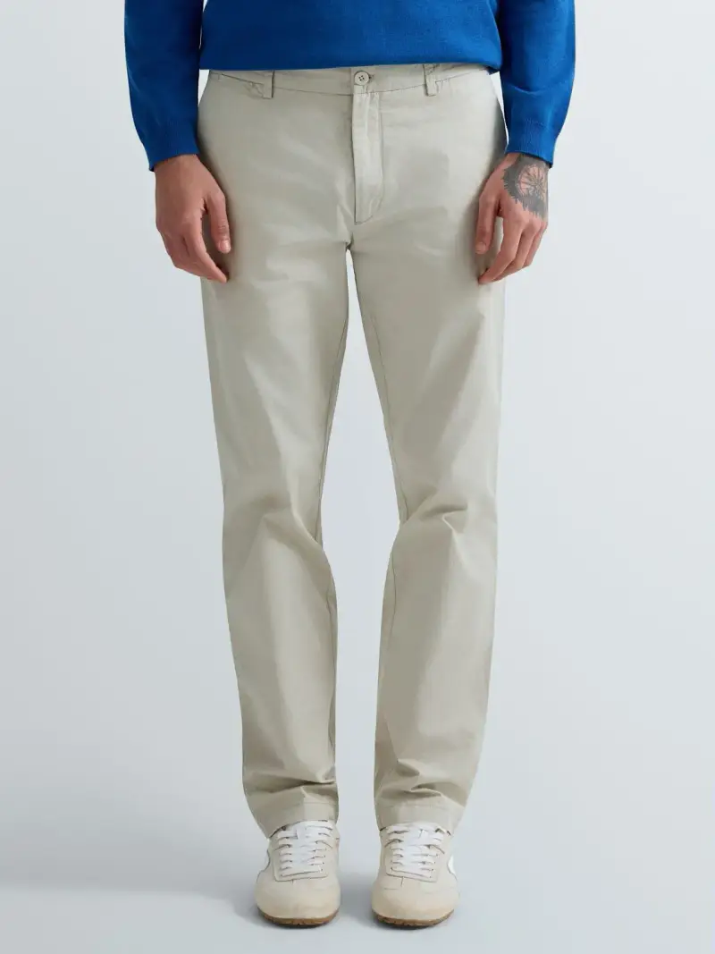 Pantaloni Slim Fit In Twill Di Cotone Grigio