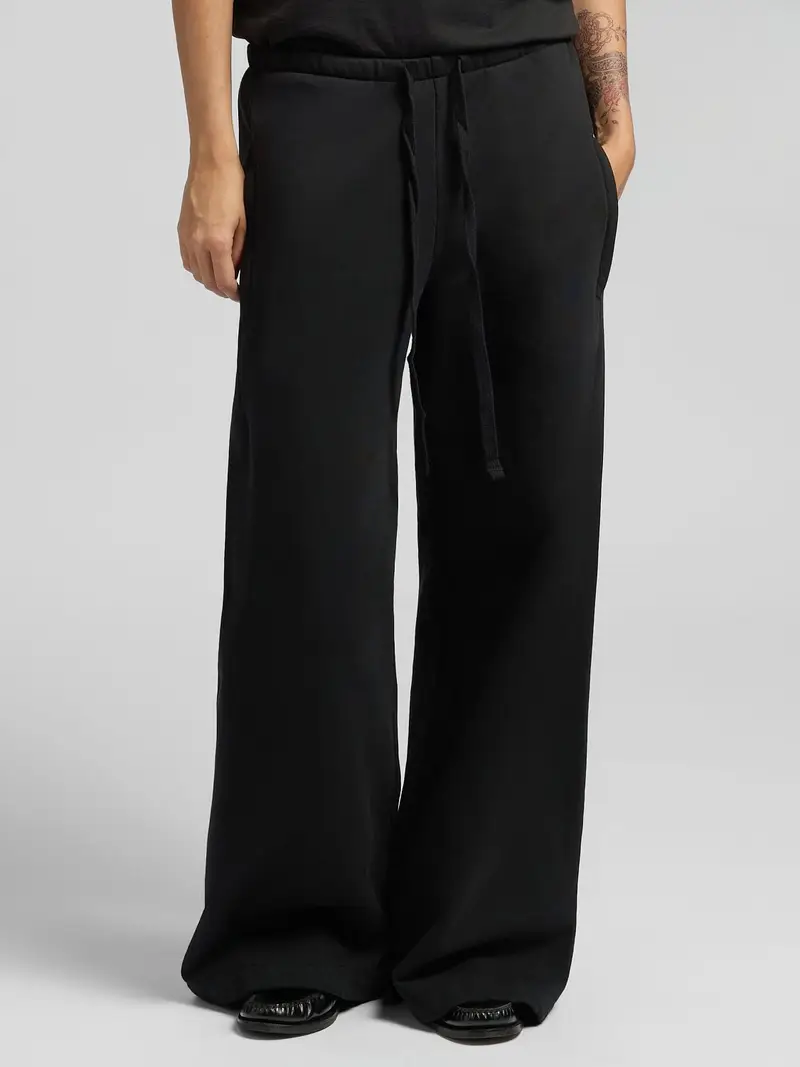 Pantaloni Sportivi Wide Leg Con Coulisse Nero