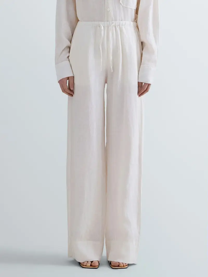 Pantaloni Stile Pigiama In Lino