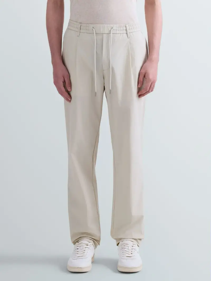 Pantaloni Tapered Fit Con Coulisse Beige