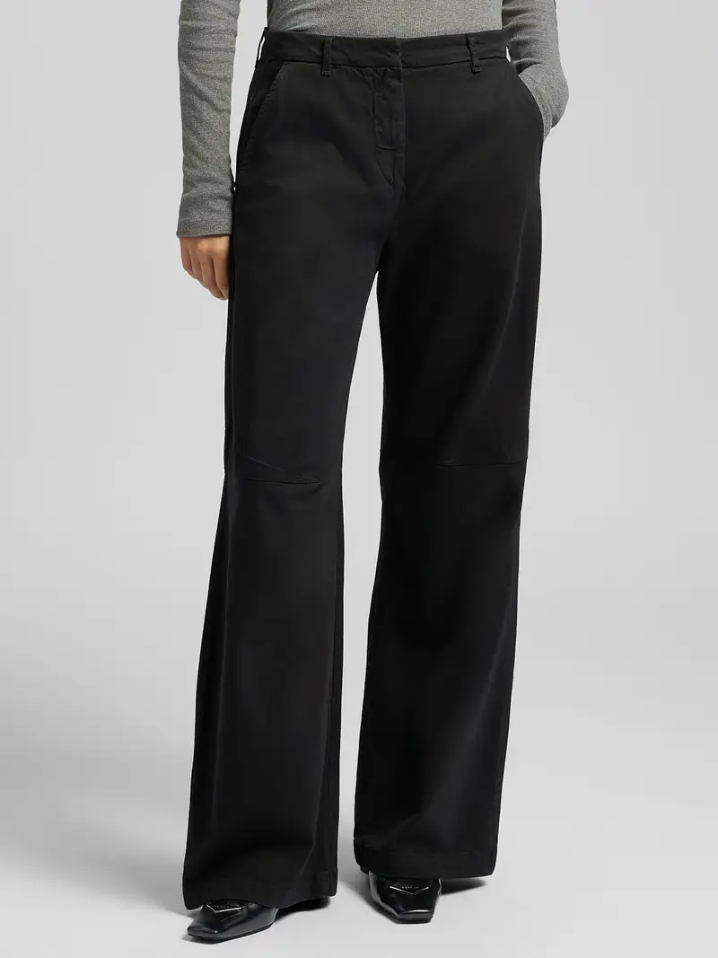 Pantaloni Wide Leg In Twill Nero