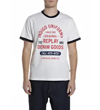 per uomo M3342 000 2660 Maglietta con logo bianco (XL), Casual, Cotone, Manica corta