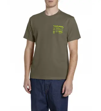 per uomo M3353 000 2660 Maglietta grafica verde (M), Casual, Cotone, Manica corta