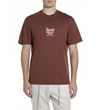 per uomo M3374 000 23608P Maglietta con stampa cocktail al cioccolato (L), Marrone, Casual, Cotone, Manica corta Rosso