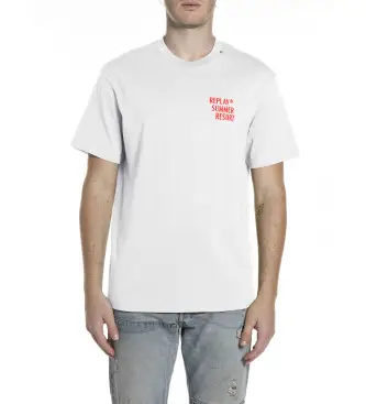 per uomo M3378 000 23608P T-shirt bianca stampata (S), Bianco, Casual, Cotone, Manica corta