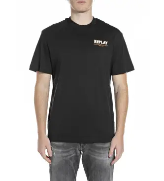 per uomo M3397 000 23608P T-shirt nera stampata (L), Nero, Casual, Cotone, Manica corta