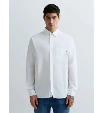per uomo M4144 000 85486 Camicia in popeline bianca (M), Bianco, Casual, Da sera, Cotone, Classico, Manica lunga Pelle