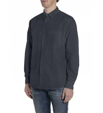 per uomo M4144 000 85486 Camicia in popeline di cotone blu navy (XL), Casual, Classico, Manica lunga