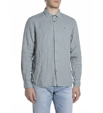 per uomo M4159 000 81388B Camicia blu naturale (M), Casual, Cotone, Manica lunga