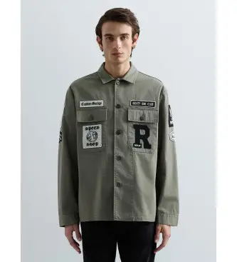 per uomo M8445C 000 85022N Camicia oversize con toppa e logo verde (XL), Casual, Cotone, Manica lunga