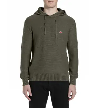 per uomo UK4865 000 G21280G Felpa con cappuccio in maglia di cotone color cachi (M), Marrone, Casual, Verde