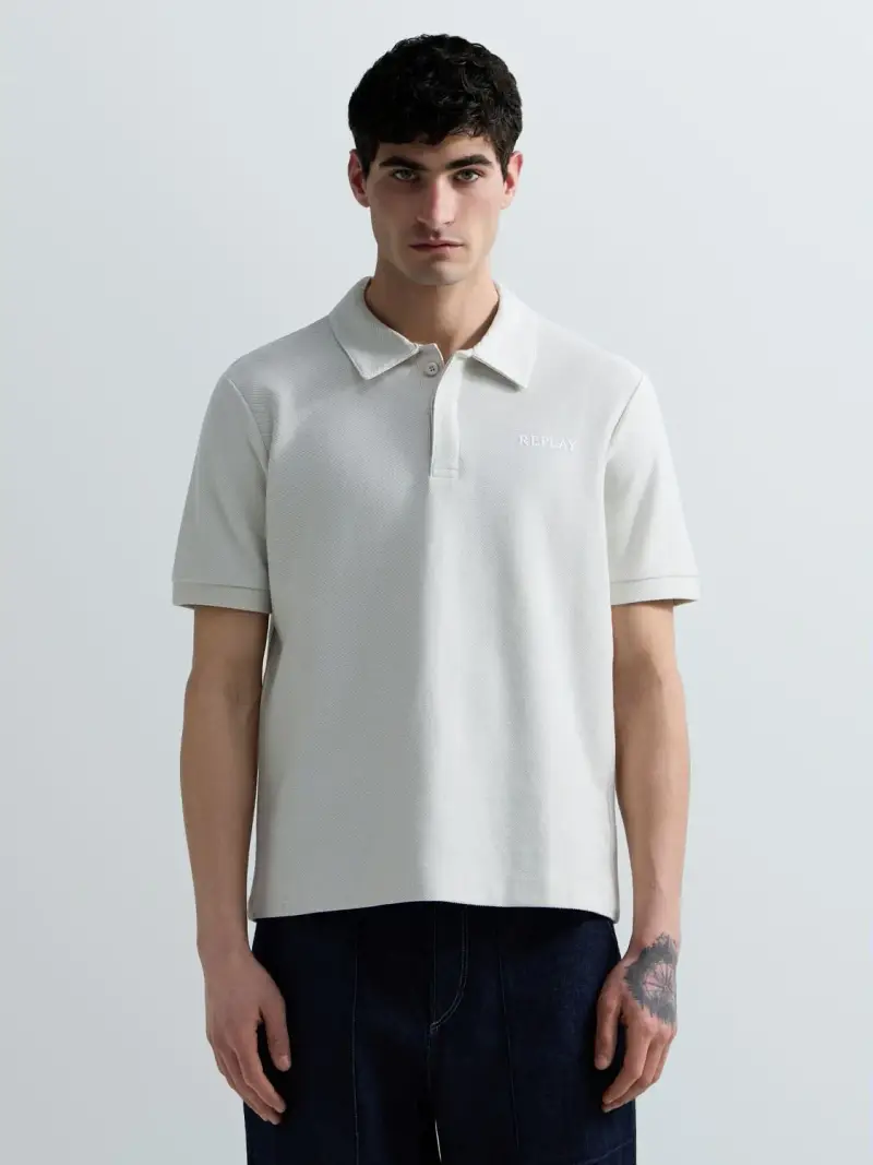 Polo In Jersey Con Lettering Replay