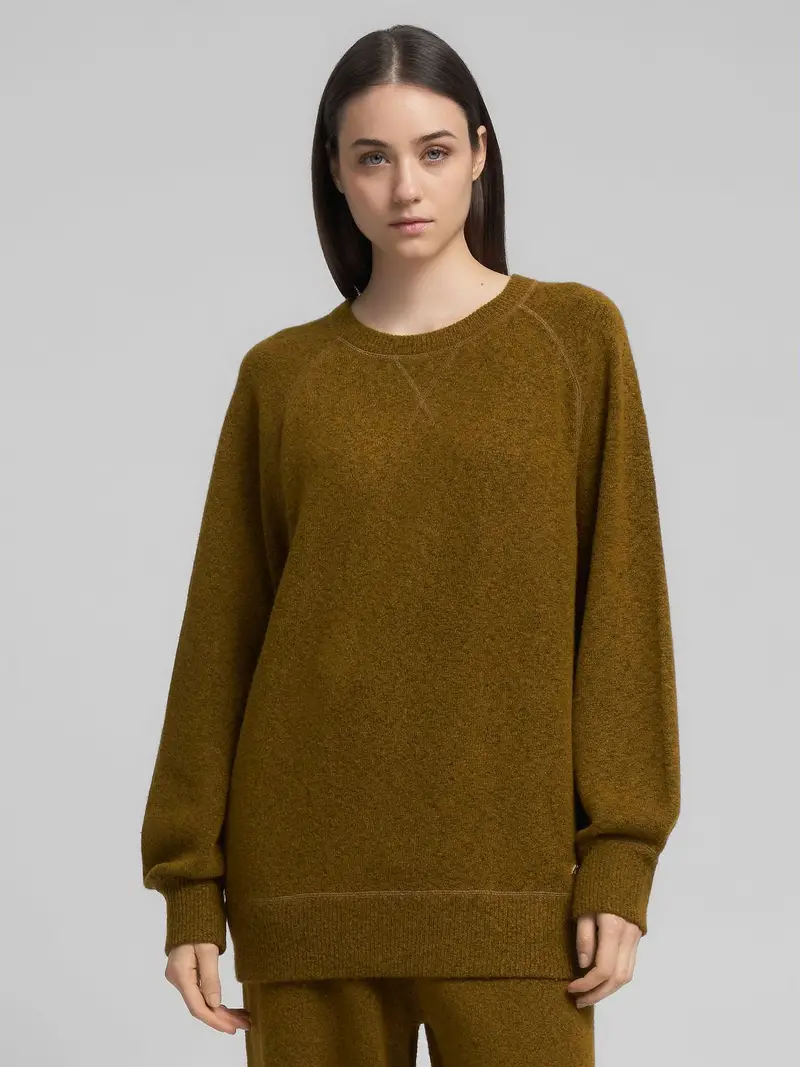 Pullover Ampio In Misto Cotone E Lana