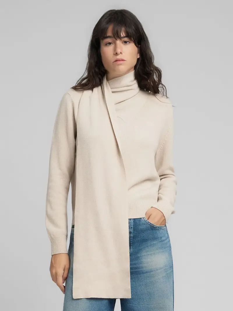 Pullover Con Collo A Sciarpa Bianco