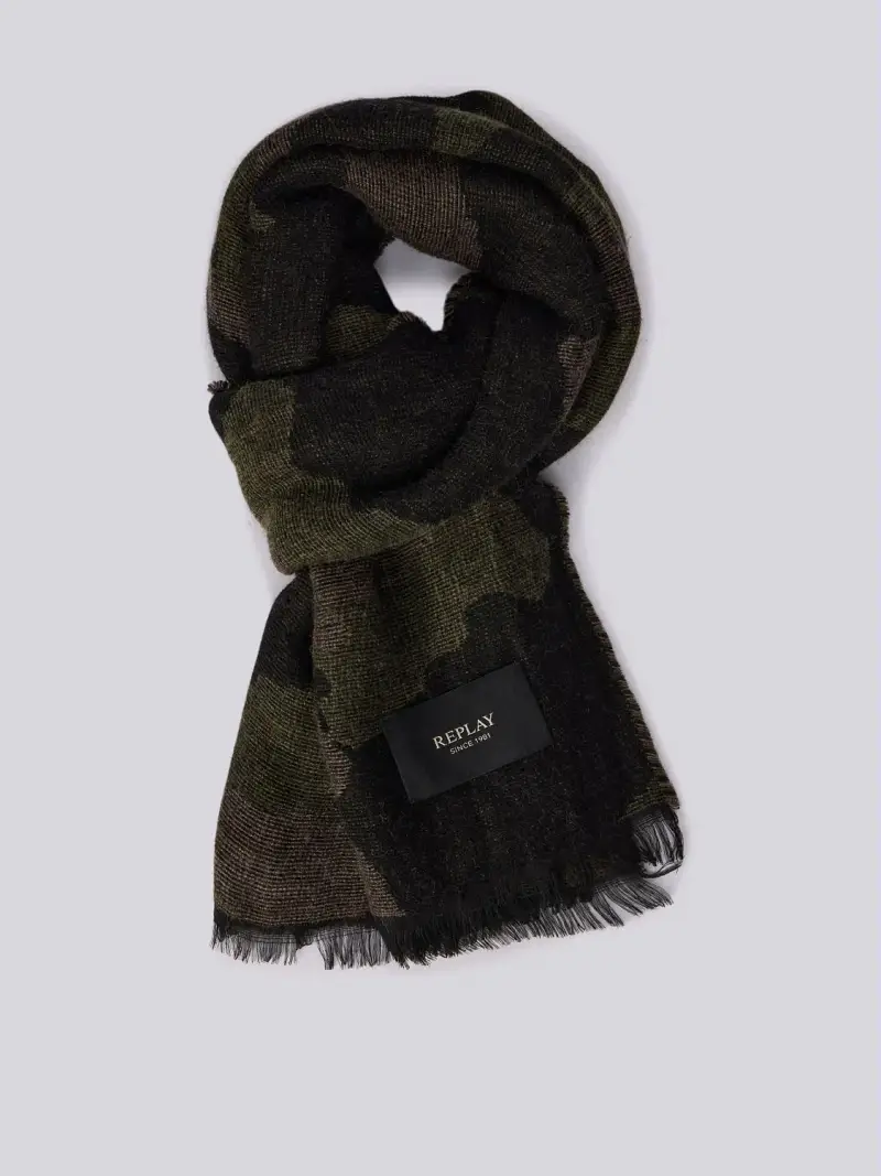 Sciarpa Sfrangiata Camouflage Nero