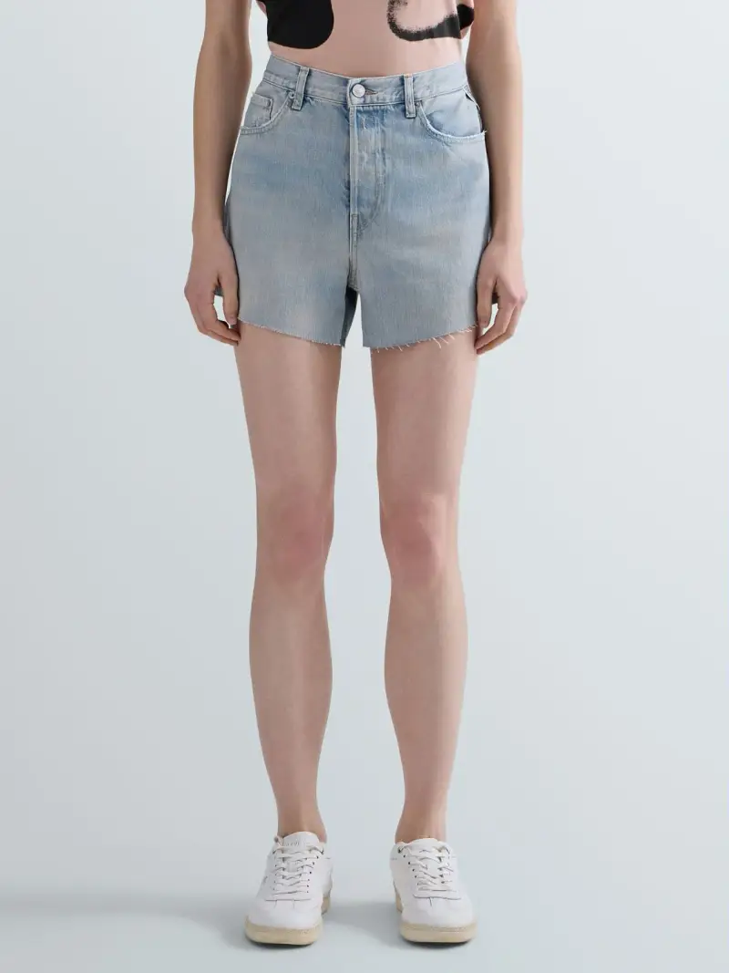 Shorts Straight Fit In Denim Chiaro