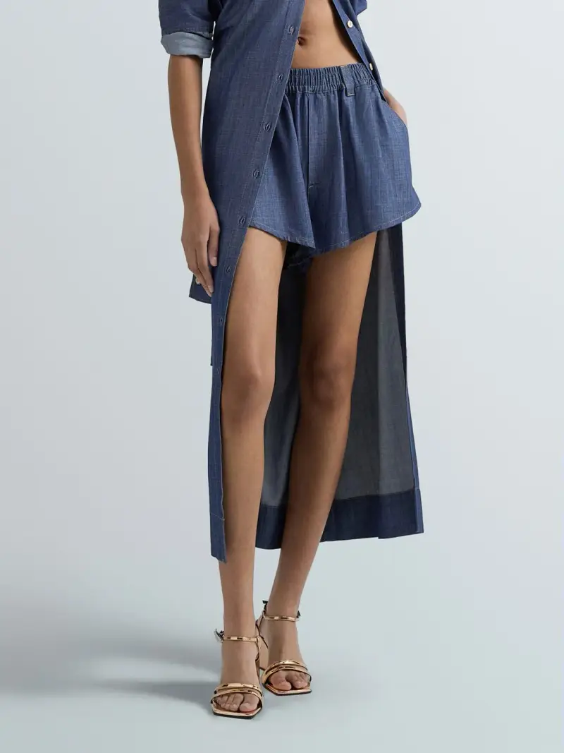 Shorts Wide Leg In Denim