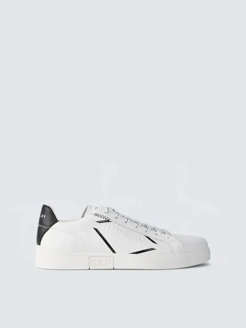 Sneakers In Pelle Con Lacci Polys Stamp Grigio